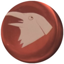 Tête d'oiseau blanche sur rouge