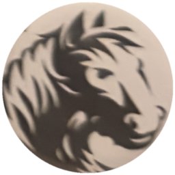 Tête de lion noire sur blanc