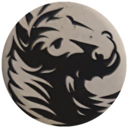 Tête de lion noire sur blanc
