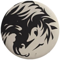 Tête de lion noire sur blanc