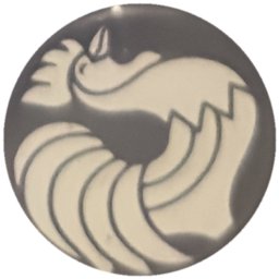 Coq blanc aux plumes en vagues sur bleu nuit