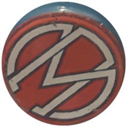 Monogramme blanc sur rouge