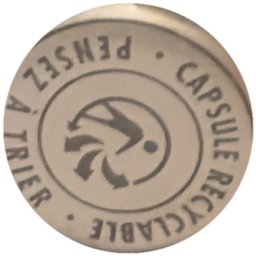 Pensez à trier, capsule recyclable (logo recyclage)