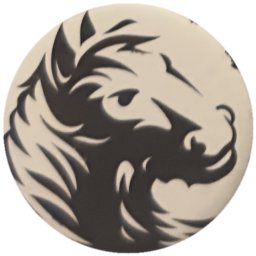 Tête de lion noire sur blanc