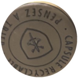 Pensez à trier, capsule recyclable (écusson)