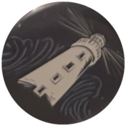 Phare blanc et vagues sur bleu nuit