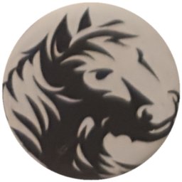 Tête de lion noire sur blanc