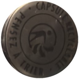 Pensez à trier, capsule recyclable (logo recyclage)